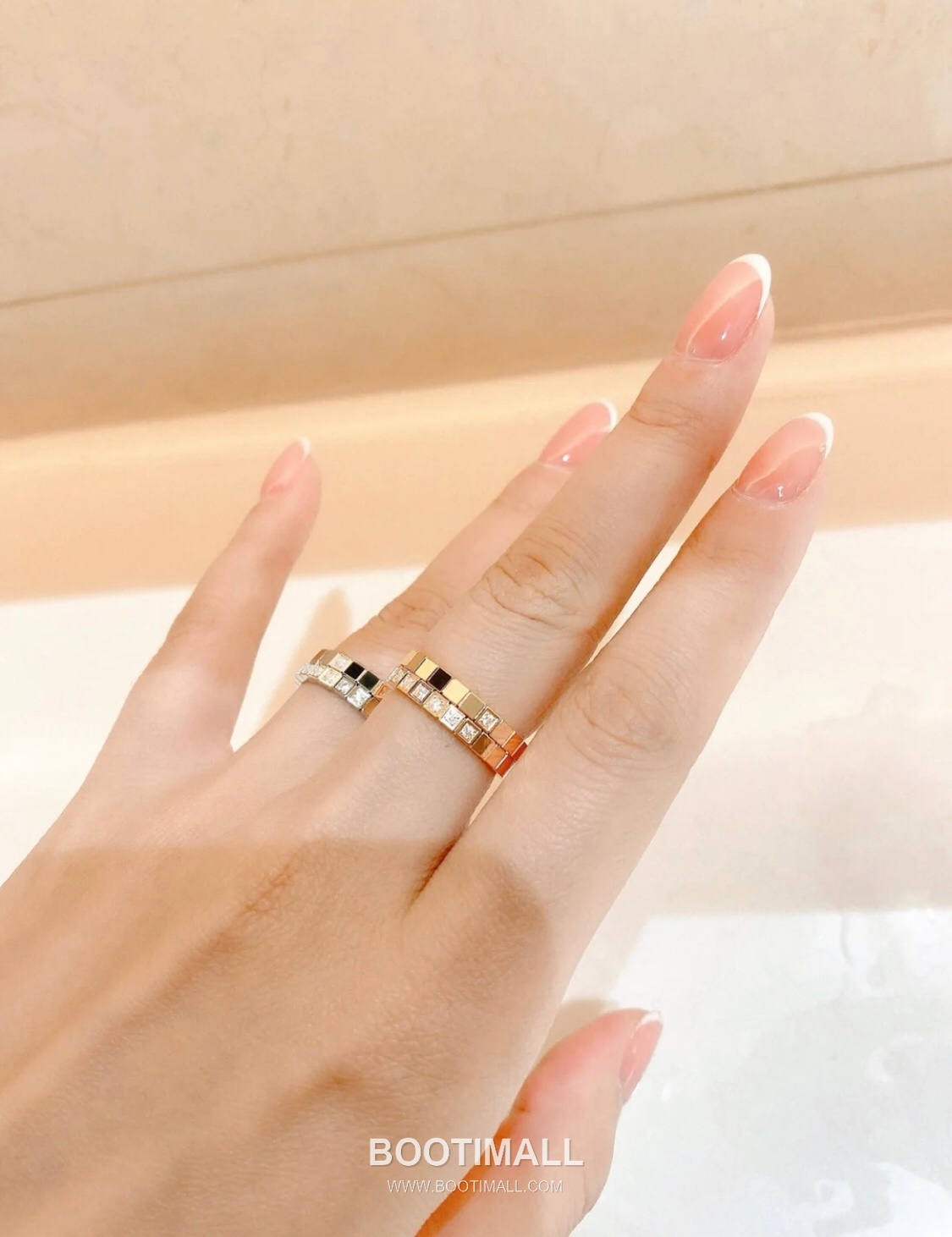 Chopard Ice Cube Brass Crystal Pavé Ring with Geometric Block Design 쇼파드 아이스 큐브 황동 크리스탈 파베 링 지오메트릭 블록 디자인 7호 8