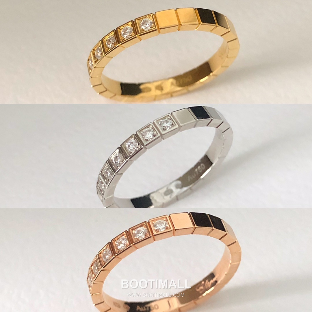 Chopard Ice Cube Brass Crystal Pavé Ring with Geometric Block Design 쇼파드 아이스 큐브 황동 크리스탈 파베 링 지오메트릭 블록 디자인 7호 12