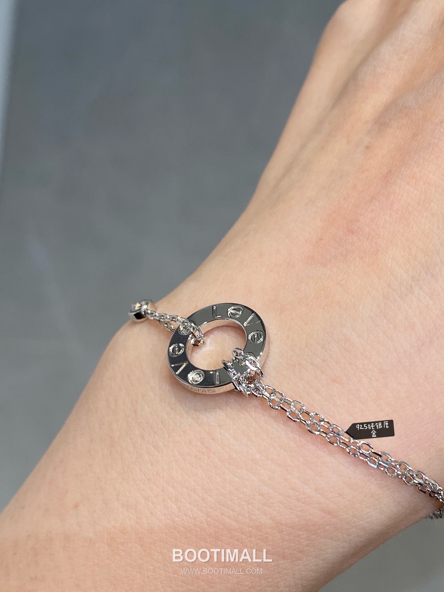 Cartier Love Double Chain Brass Crystal Bracelet with Engraved Logo Pendant 까르띠에 러브 더블 체인 황동 크리스탈 브레이슬릿 인그레이빙 로고 펜던트 17cm 3