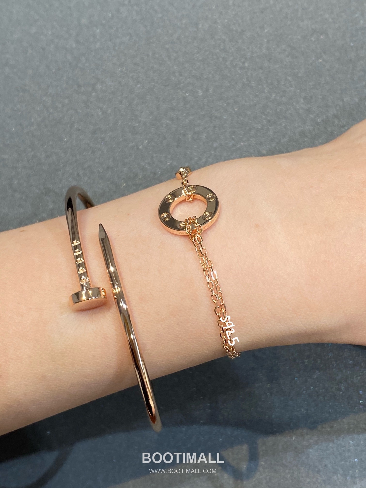 Cartier Love Double Chain Brass Crystal Bracelet with Engraved Logo Pendant 까르띠에 러브 더블 체인 황동 크리스탈 브레이슬릿 인그레이빙 로고 펜던트 17cm 5