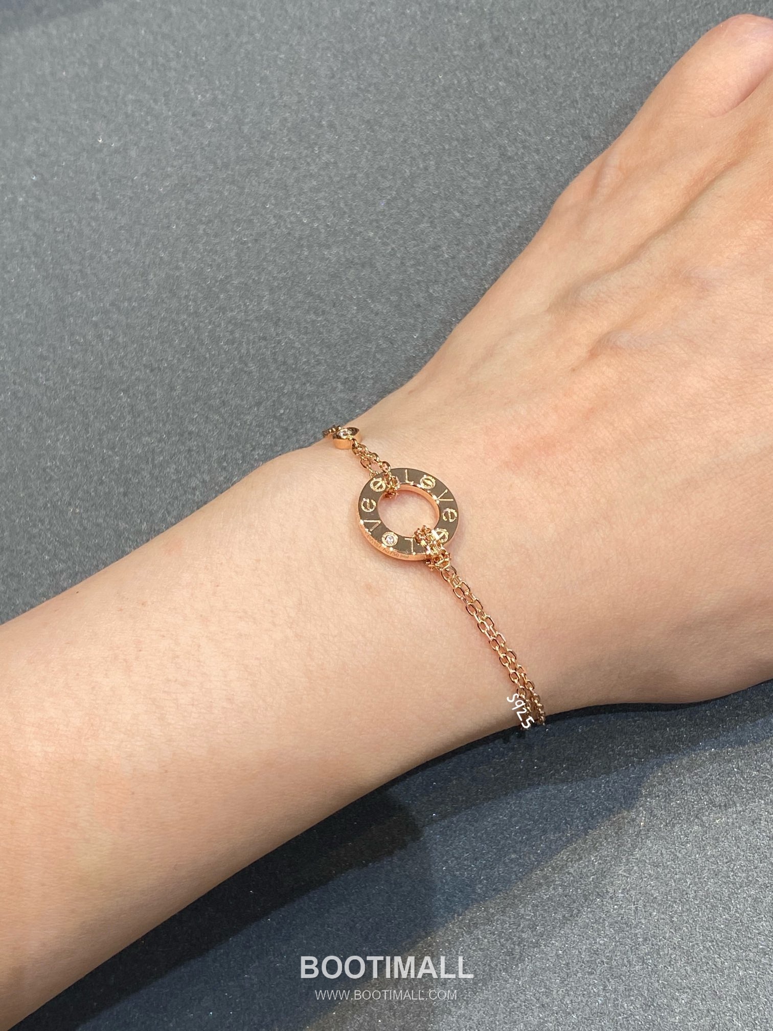 Cartier Love Double Chain Brass Crystal Bracelet with Engraved Logo Pendant 까르띠에 러브 더블 체인 황동 크리스탈 브레이슬릿 인그레이빙 로고 펜던트 17cm 7