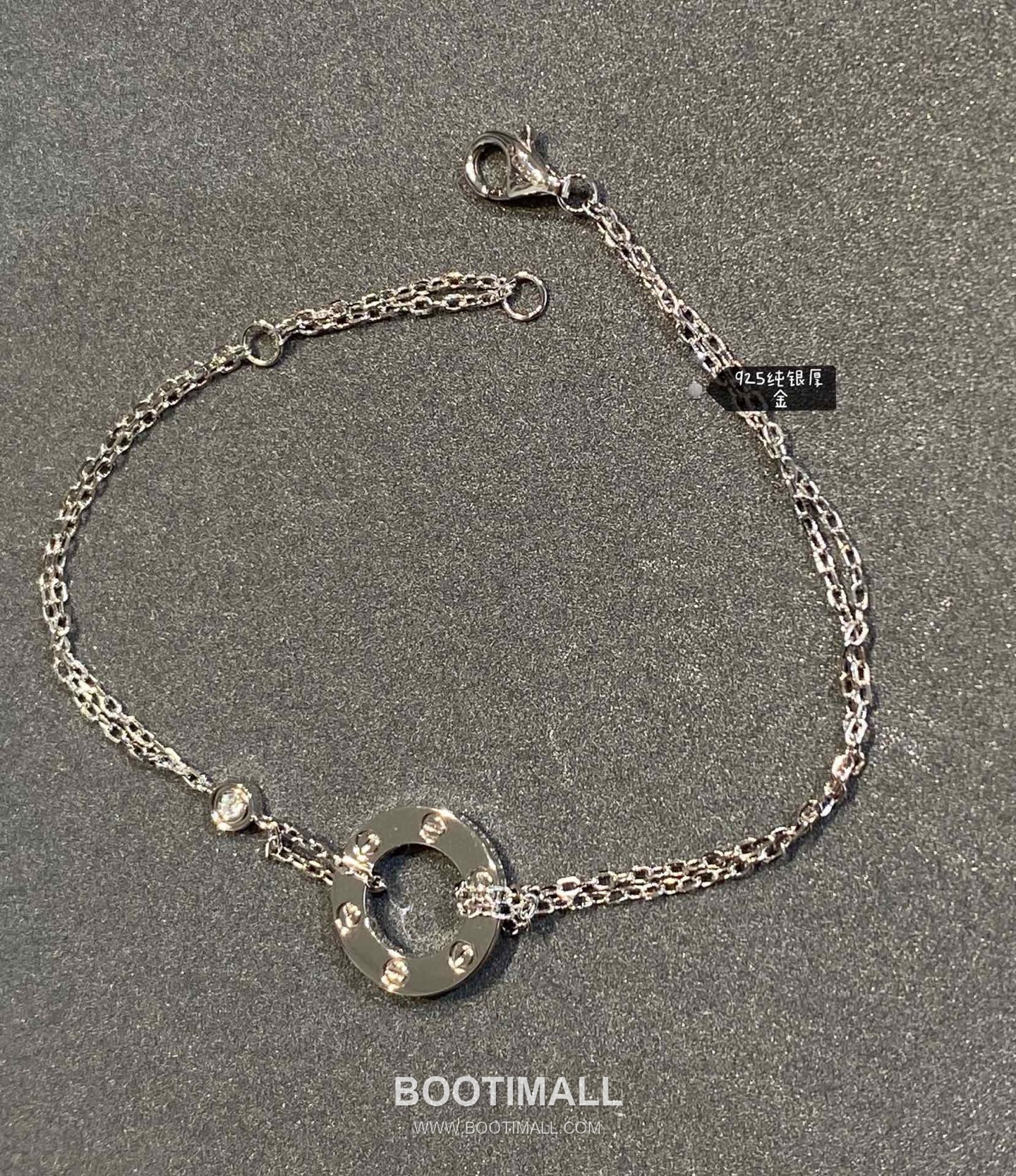 Cartier Love Double Chain Brass Crystal Bracelet with Engraved Logo Pendant 까르띠에 러브 더블 체인 황동 크리스탈 브레이슬릿 인그레이빙 로고 펜던트 17cm 13