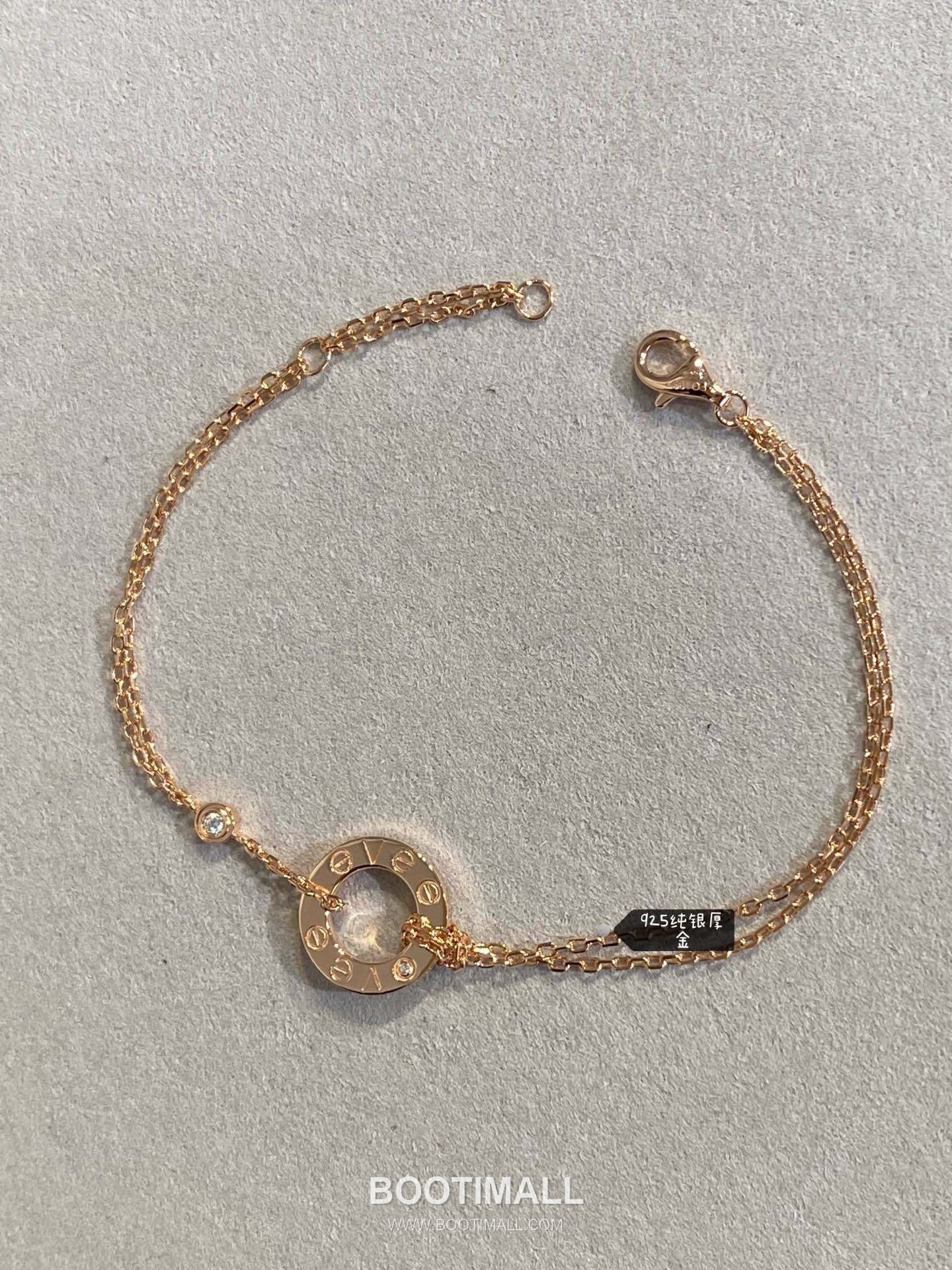 Cartier Love Double Chain Brass Crystal Bracelet with Engraved Logo Pendant 까르띠에 러브 더블 체인 황동 크리스탈 브레이슬릿 인그레이빙 로고 펜던트 17cm 14