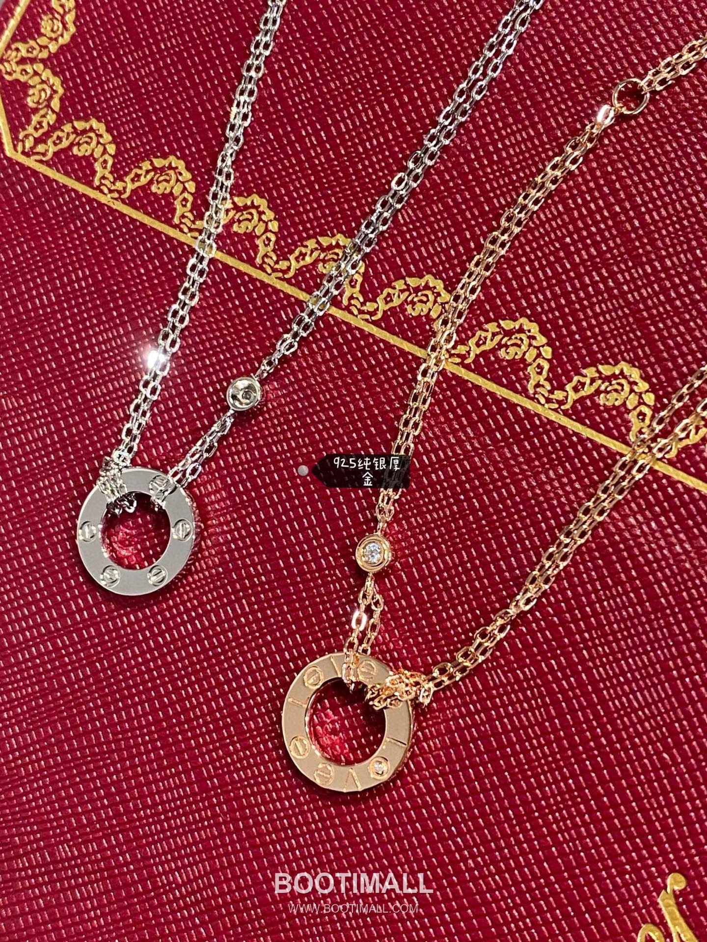 Cartier Love Double Chain Brass Crystal Bracelet with Engraved Logo Pendant 까르띠에 러브 더블 체인 황동 크리스탈 브레이슬릿 인그레이빙 로고 펜던트 17cm 15