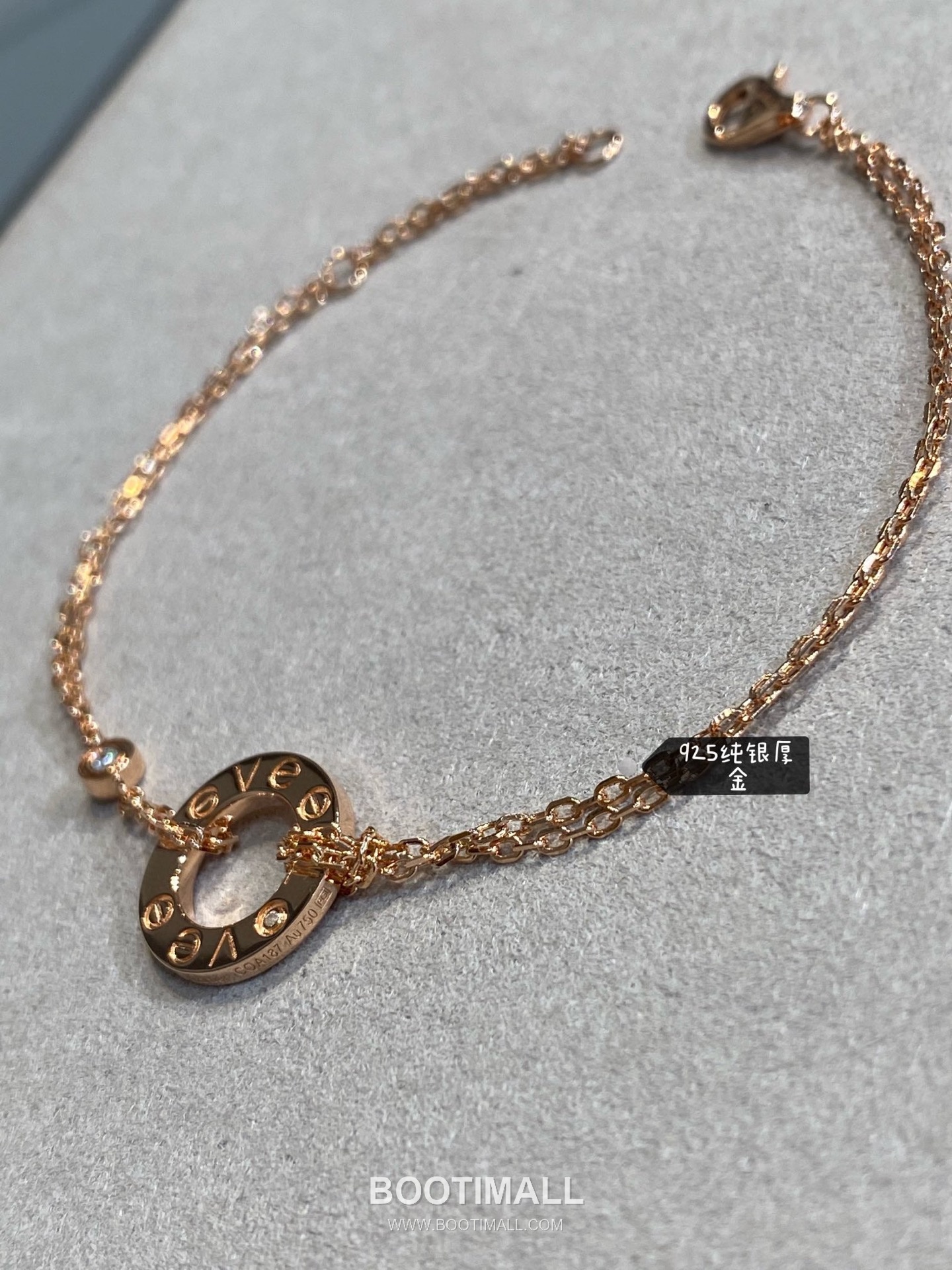 Cartier Love Double Chain Brass Crystal Bracelet with Engraved Logo Pendant 까르띠에 러브 더블 체인 황동 크리스탈 브레이슬릿 인그레이빙 로고 펜던트 17cm 16