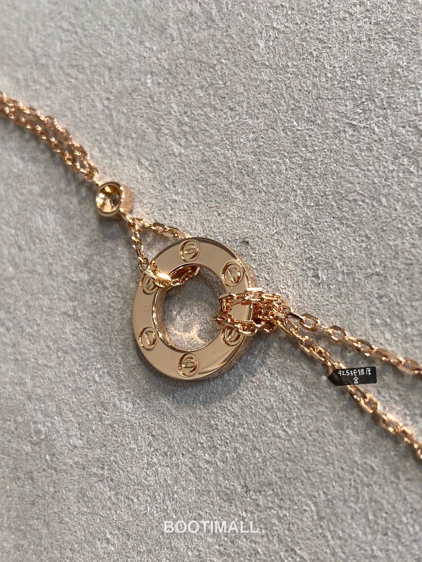 Cartier Love Double Chain Brass Crystal Bracelet with Engraved Logo Pendant 까르띠에 러브 더블 체인 황동 크리스탈 브레이슬릿 인그레이빙 로고 펜던트 17cm 17