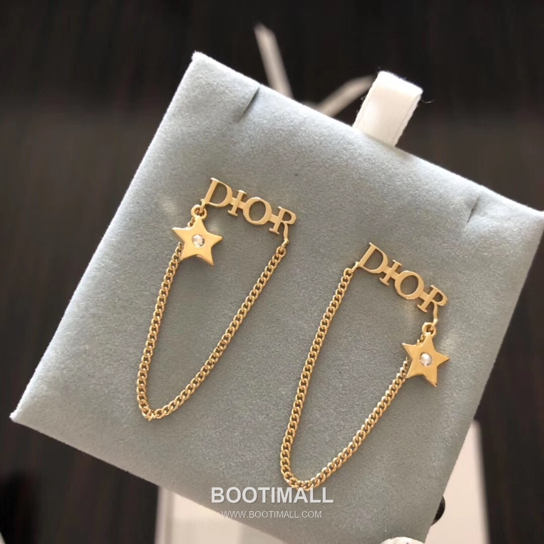 Dior Logo Tassel Brass Swarovski Crystal Earring with Letter Chain Fringe 디올 로고 태슬 황동 스와로브스키 크리스탈 이어링 레터 체인 프린지 4cm 2