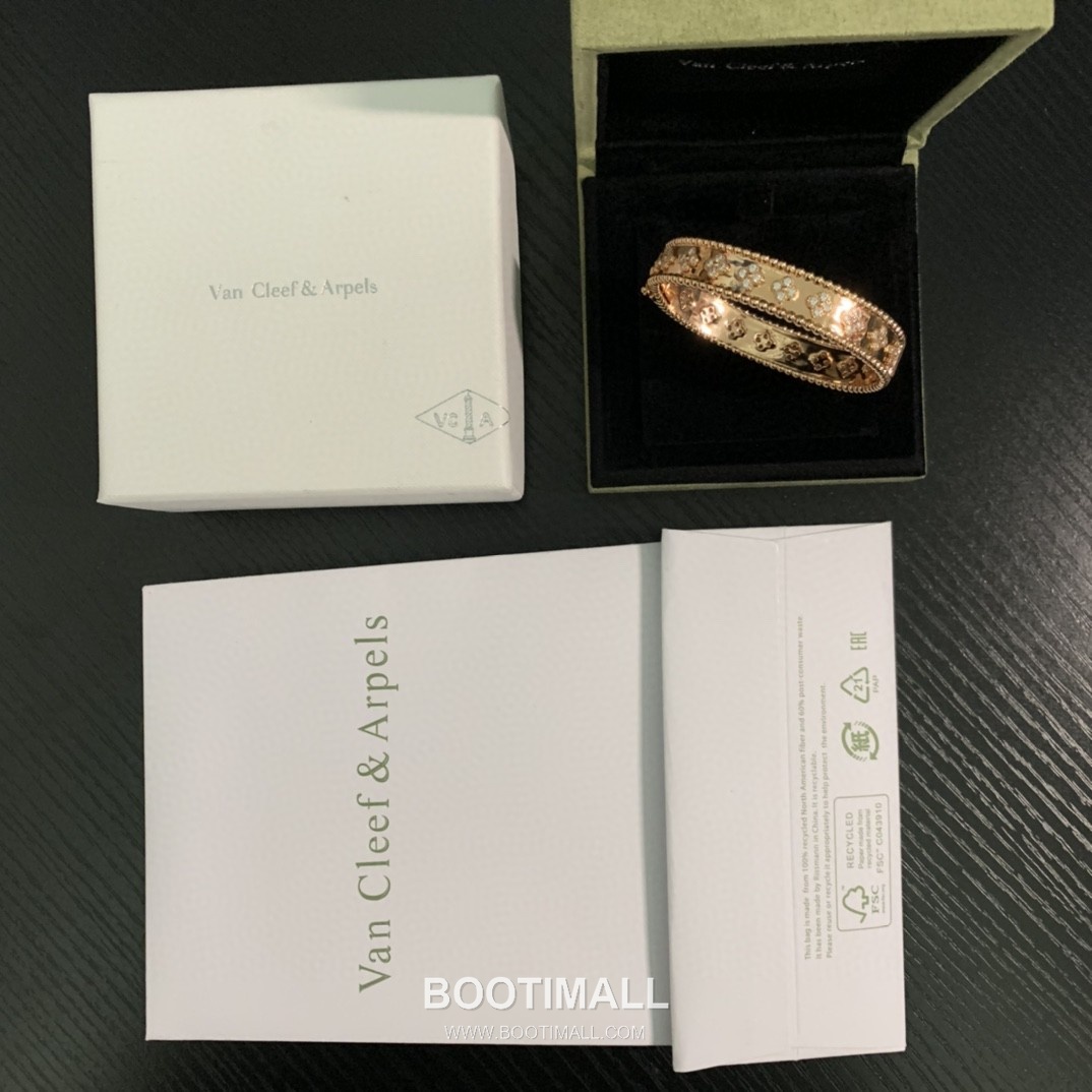 Van Cleef & Arpels Kaleidoscope Clover Brass Gold Plated Bracelet with Alhambra Motif 반클리프아펠 칼레이도스코프 클로버 황동 골드도금 브레이슬릿 알함브라 모티프 17cm 10