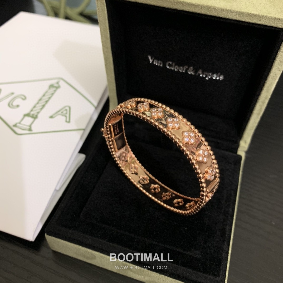 Van Cleef & Arpels Kaleidoscope Clover Brass Gold Plated Bracelet with Alhambra Motif 반클리프아펠 칼레이도스코프 클로버 황동 골드도금 브레이슬릿 알함브라 모티프 17cm 11