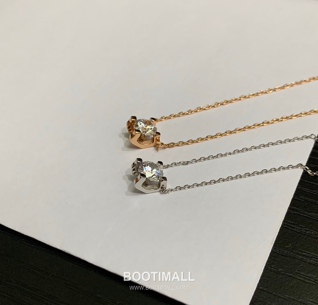 Cartier Horn Curve Brass Crystal Solitaire Pendant Necklace with Brilliant Cut 까르띠에 혼 커브 황동 크리스탈 솔리테어 펜던트 네클리스 브릴리언트 컷 45cm 26