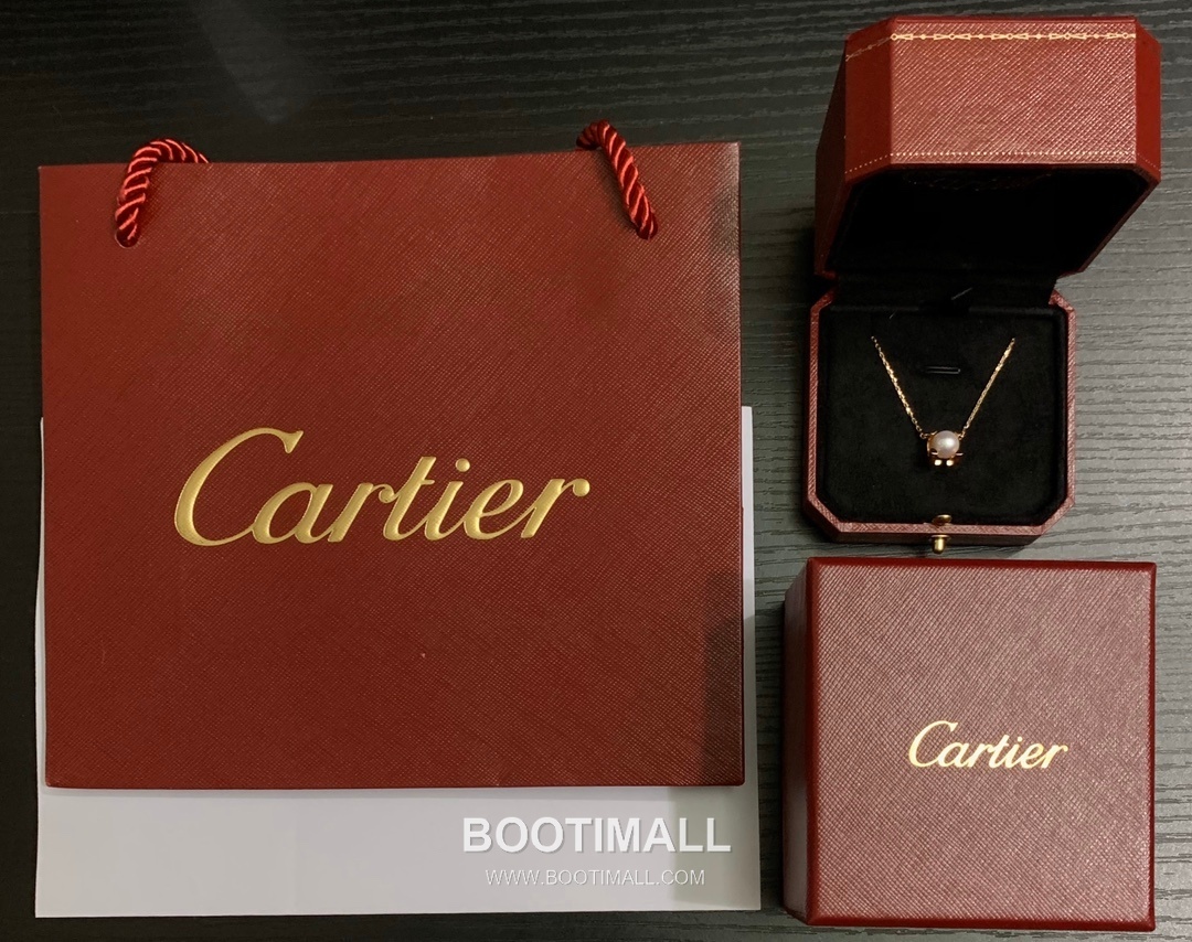 Cartier Horn Pearl Brass Chain Necklace with Akoya Pearl Pendant 까르띠에 혼 펄 황동 체인 네클리스 아코야 진주 펜던트 45cm 1