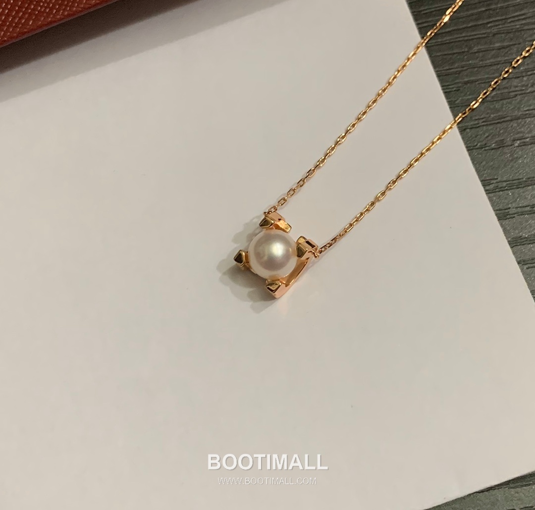 Cartier Horn Pearl Brass Chain Necklace with Akoya Pearl Pendant 까르띠에 혼 펄 황동 체인 네클리스 아코야 진주 펜던트 45cm 3