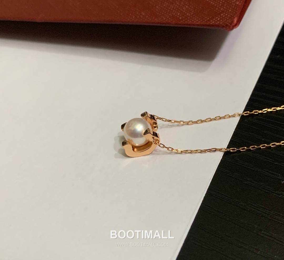 Cartier Horn Pearl Brass Chain Necklace with Akoya Pearl Pendant 까르띠에 혼 펄 황동 체인 네클리스 아코야 진주 펜던트 45cm 5