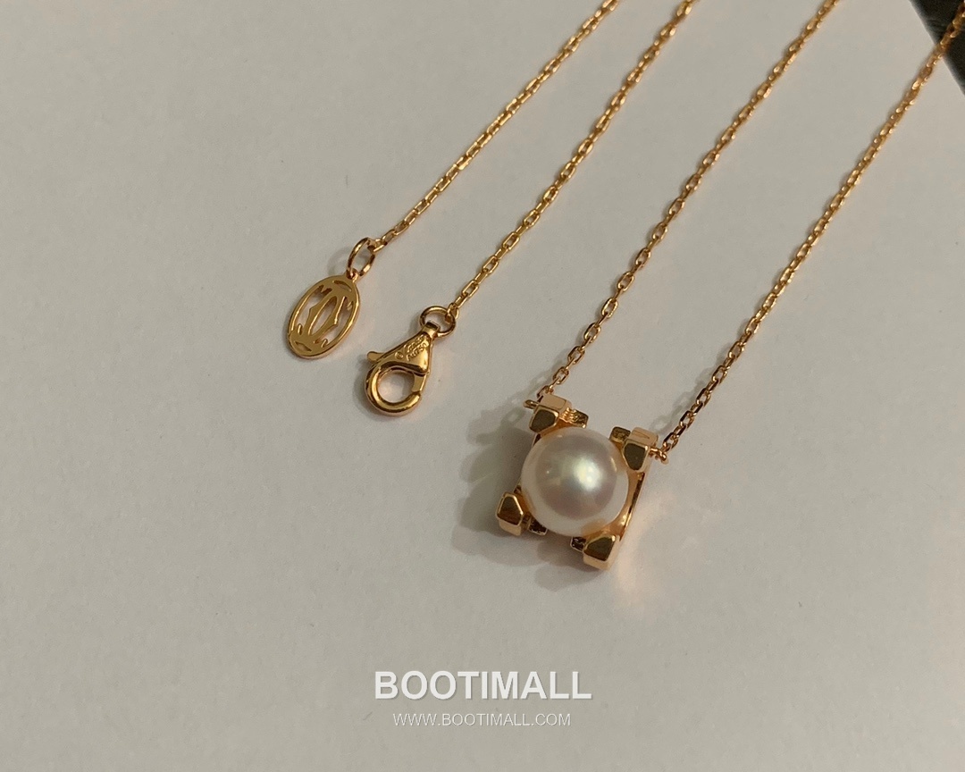 Cartier Horn Pearl Brass Chain Necklace with Akoya Pearl Pendant 까르띠에 혼 펄 황동 체인 네클리스 아코야 진주 펜던트 45cm 7