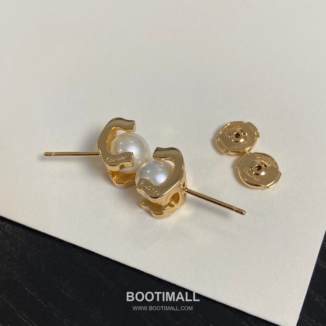 Cartier Horn Pearl Sterling Silver 925 Stud Earring with Akoya Pearl 까르띠에 혼 펄 스털링 실버 925 스터드 이어링 아코야 진주 1cm 8