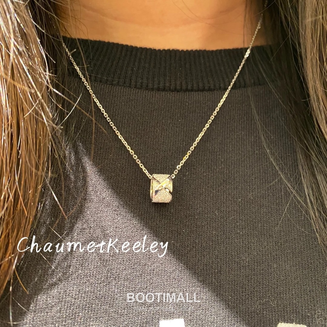 Chaumet Liens Evidence Brass Gold Plated Necklace with Diamond Pendant 쇼메 리앙 에비던스 황동 베이스 금도금 네클리스 다이아 펜던트 3