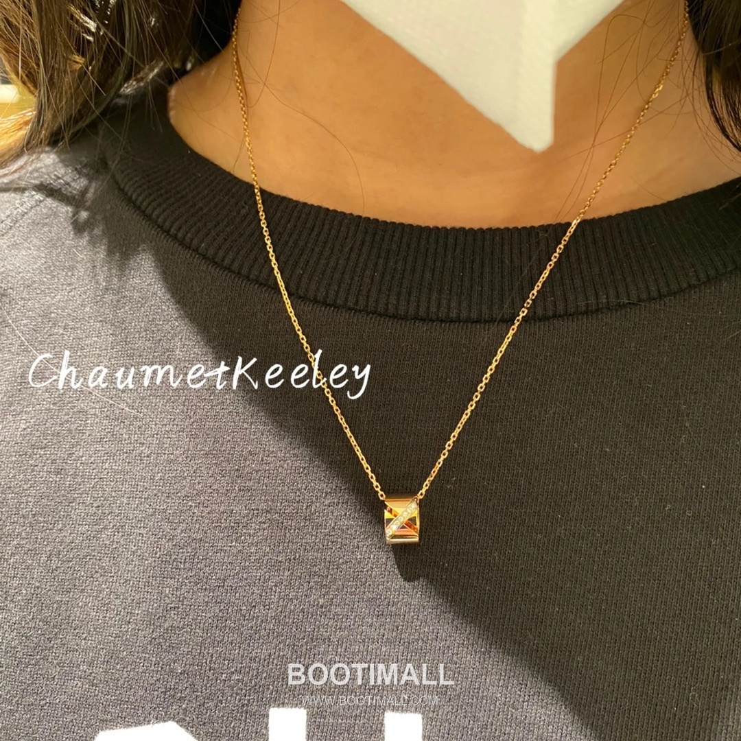 Chaumet Liens Evidence Brass Gold Plated Necklace with Diamond Pendant 쇼메 리앙 에비던스 황동 베이스 금도금 네클리스 다이아 펜던트 5