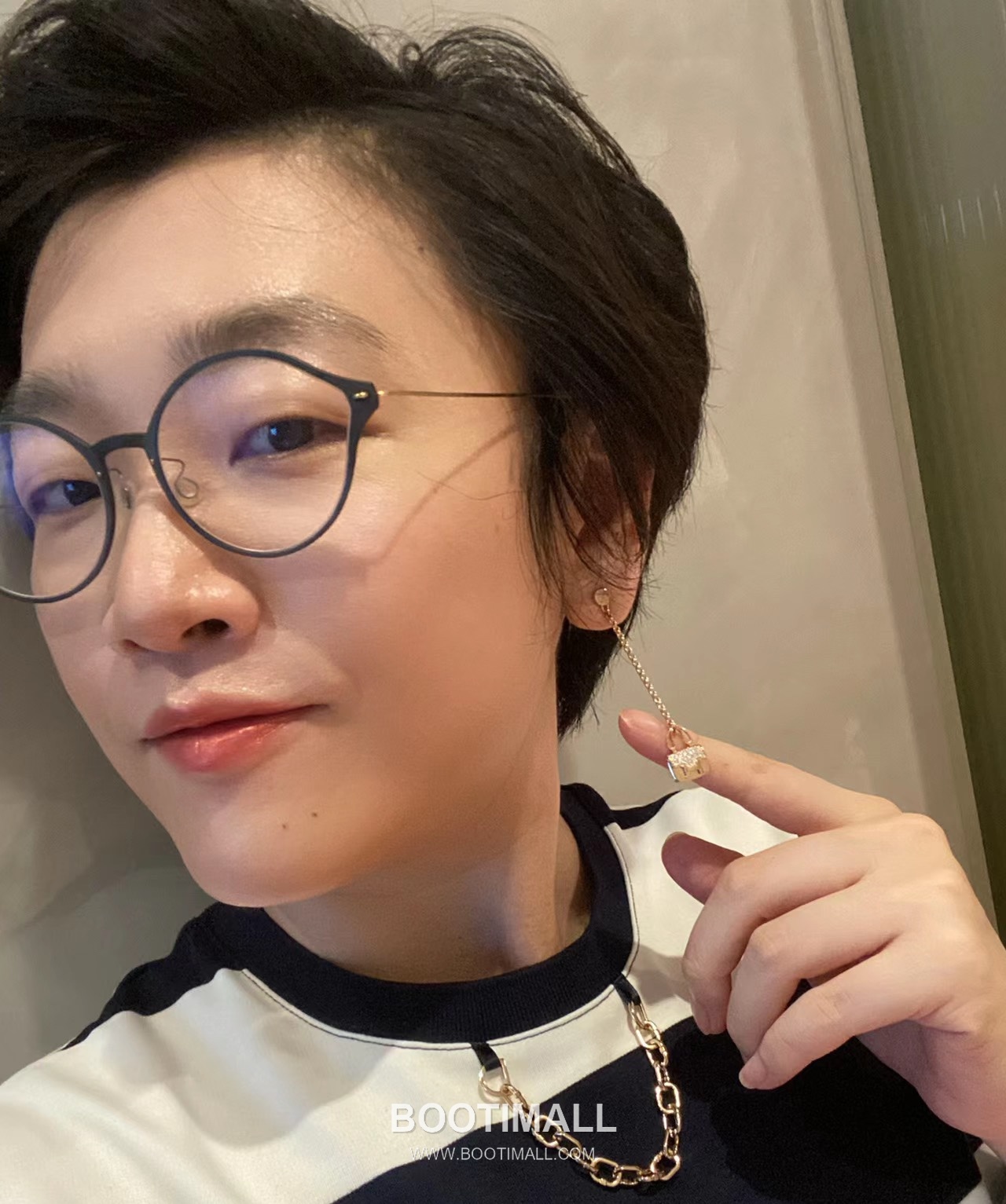 Hermes Constance Brass Gold Plated Earring with Bag Motif and Crystal Fringe 에르메스 콘스탄스 황동 베이스 금도금 이어링 백 모티프 크리스탈 프린지 3