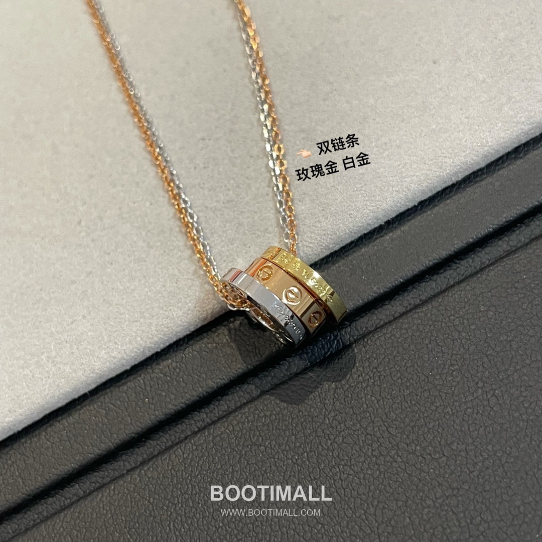 Cartier Love Brass Gold Plated Necklace with Triple Ring Pendant Screw Motif 까르띠에 러브 황동 베이스 금도금 네클리스 트리플 링 펜던트 스크류 모티프 6