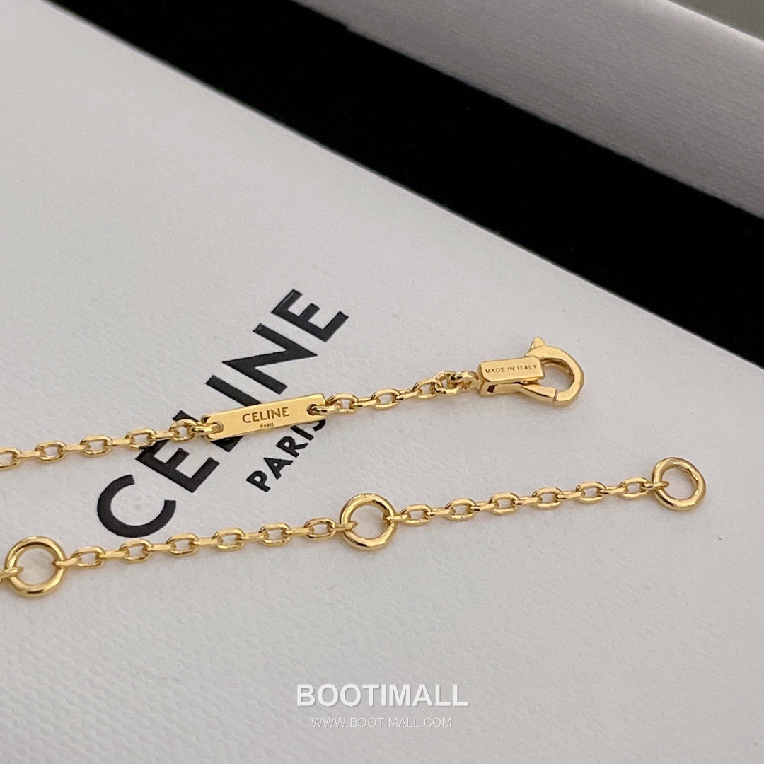 Celine Triomphe Brass Gold Plated Necklace with Enamel Square Pendant 셀린느 트리옹프 황동 베이스 금도금 네클리스 에나멜 스퀘어 펜던트 11