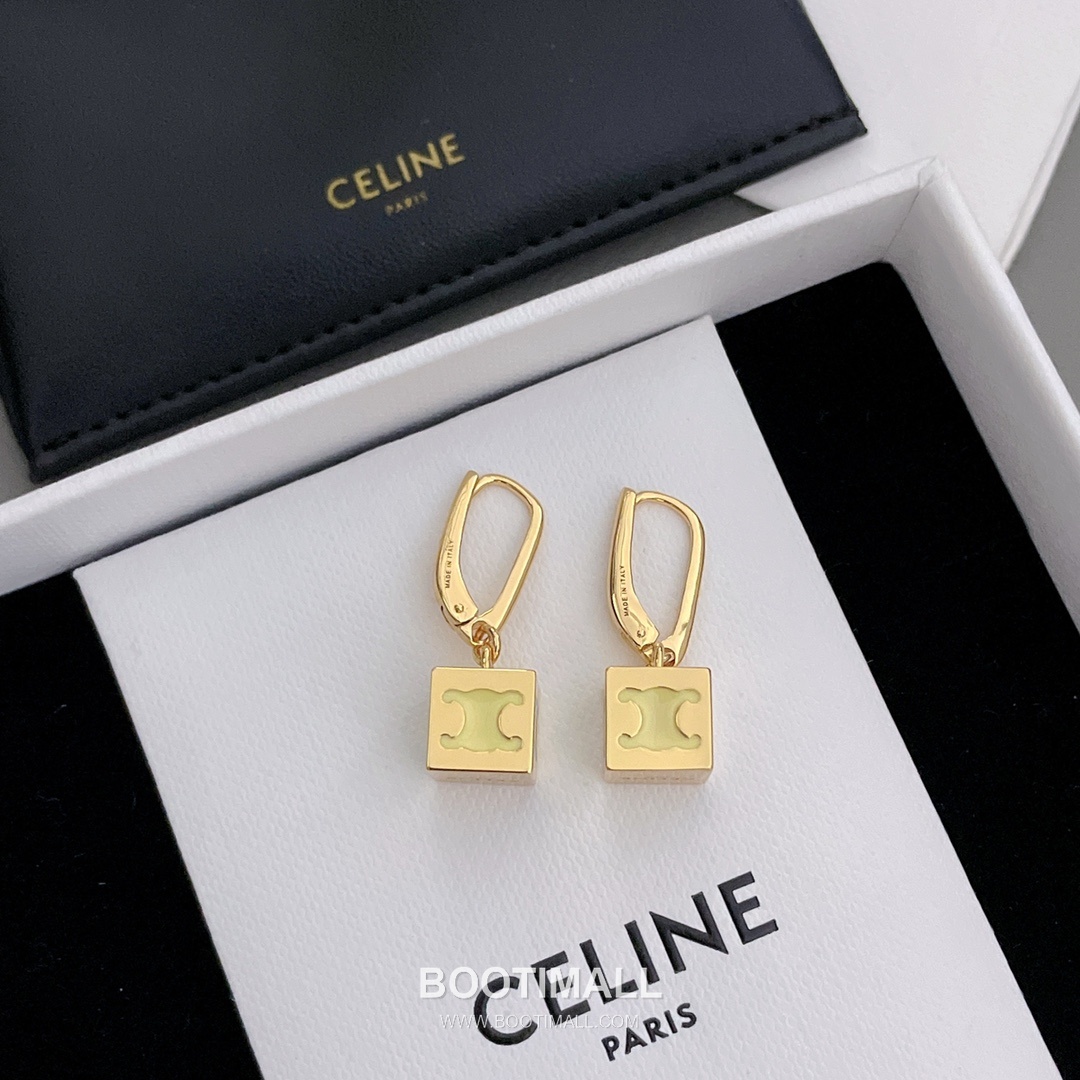 Celine Triomphe Brass Gold Plated Necklace with Enamel Square Pendant 셀린느 트리옹프 황동 베이스 금도금 네클리스 에나멜 스퀘어 펜던트 12