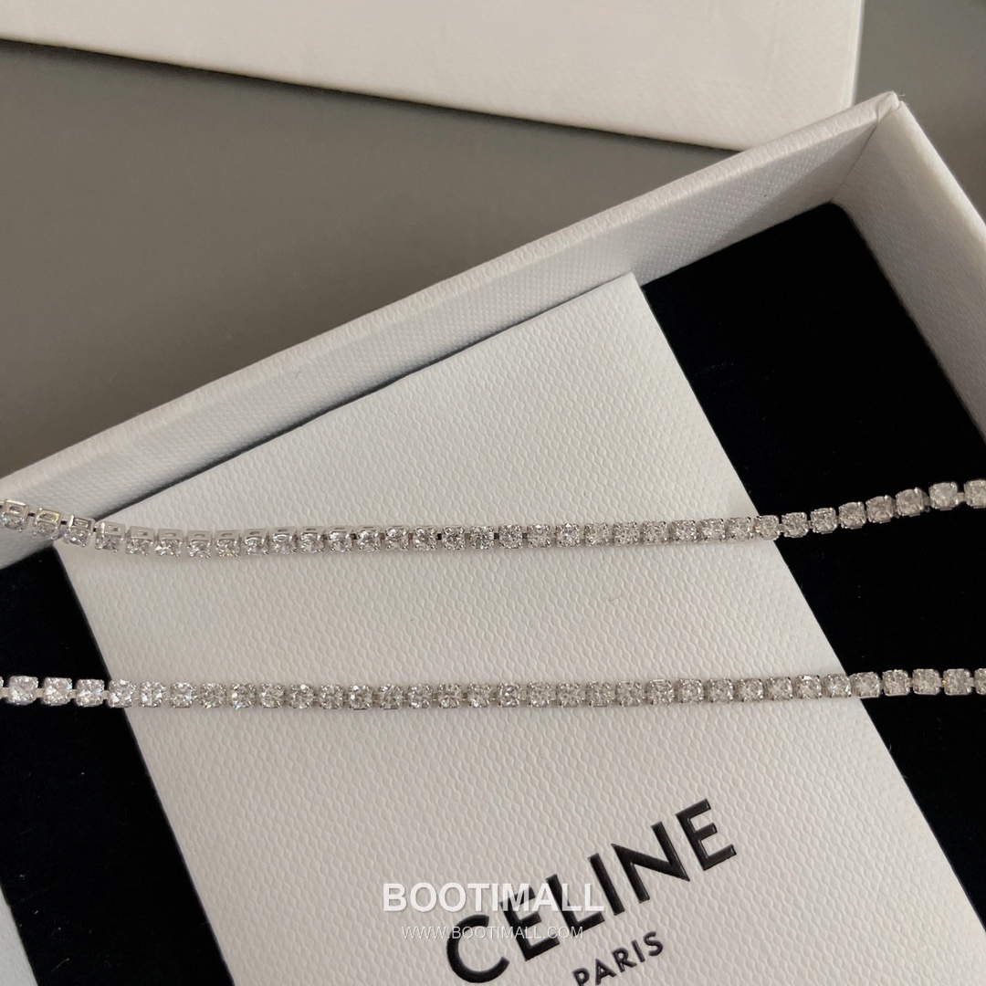 Celine Triomphe Brass Gold Plated Necklace with Double Logo Pendant Full Crystal 셀린느 트리옹프 황동 베이스 금도금 네클리스 더블 로고 펜던트 풀 크리스탈 13