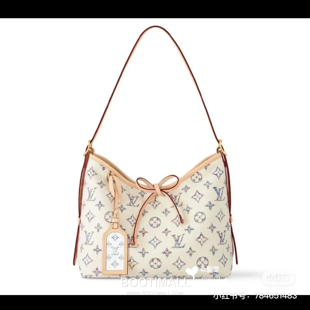 Louis Vuitton CarryAll PM Monogram Jacquard Textile Leather Trim Tote Bag with Gradient Pattern Mirror Charm 루이비통 캐리올 PM 자카드 텍스타일 레더 트림 토트백 그라데이션 미러 참 M24707 29cm 2