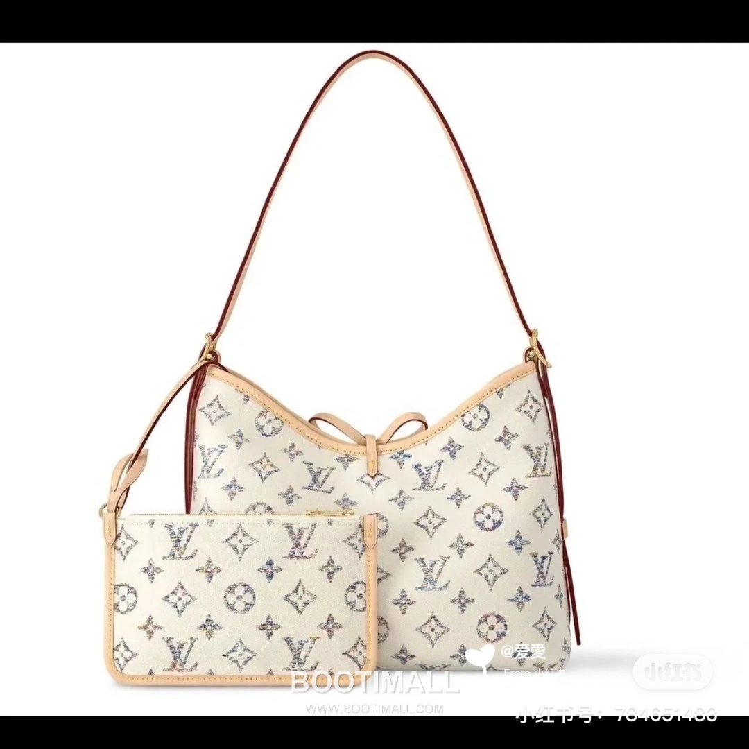 Louis Vuitton CarryAll PM Monogram Jacquard Textile Leather Trim Tote Bag with Gradient Pattern Mirror Charm 루이비통 캐리올 PM 자카드 텍스타일 레더 트림 토트백 그라데이션 미러 참 M24707 29cm 3