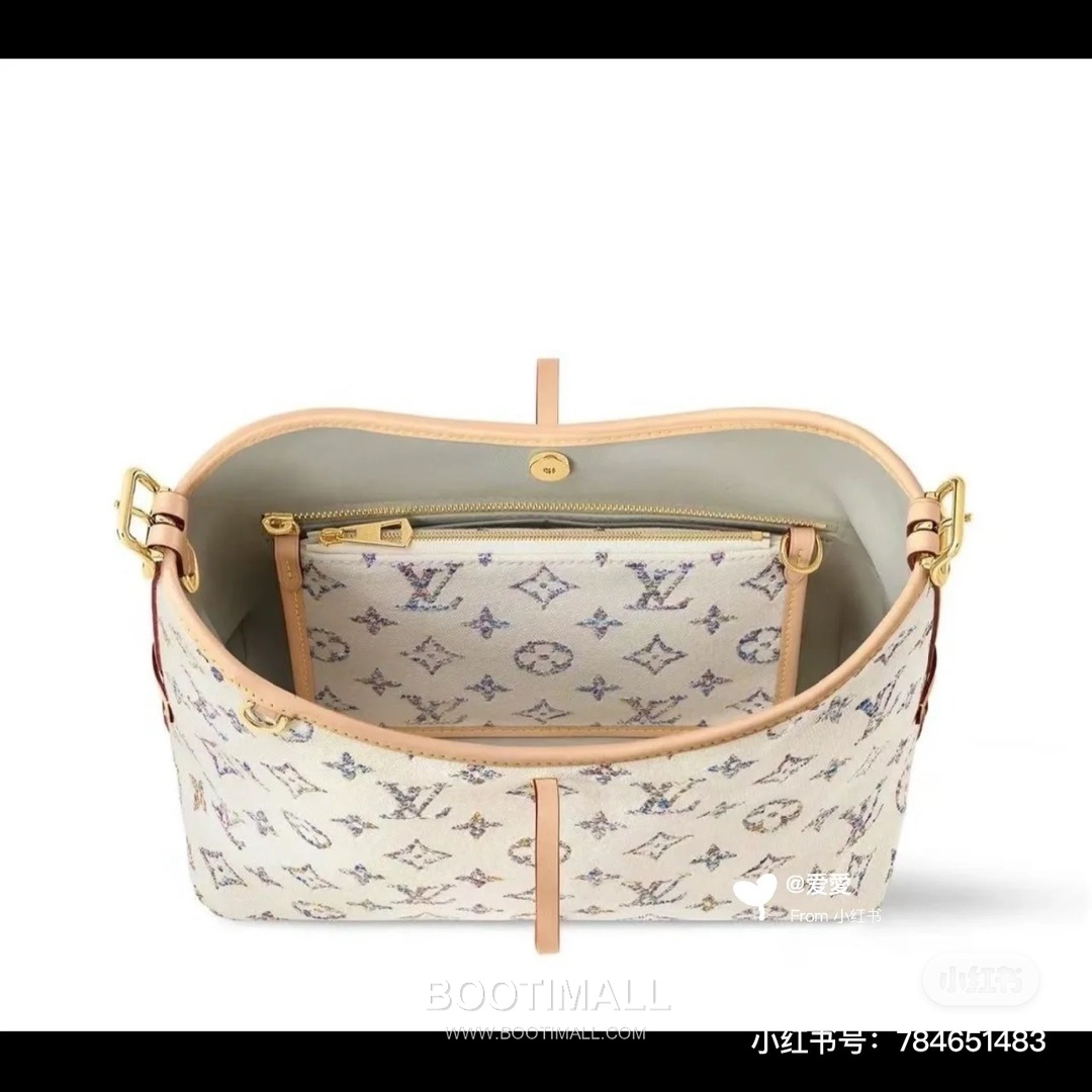 Louis Vuitton CarryAll PM Monogram Jacquard Textile Leather Trim Tote Bag with Gradient Pattern Mirror Charm 루이비통 캐리올 PM 자카드 텍스타일 레더 트림 토트백 그라데이션 미러 참 M24707 29cm 4