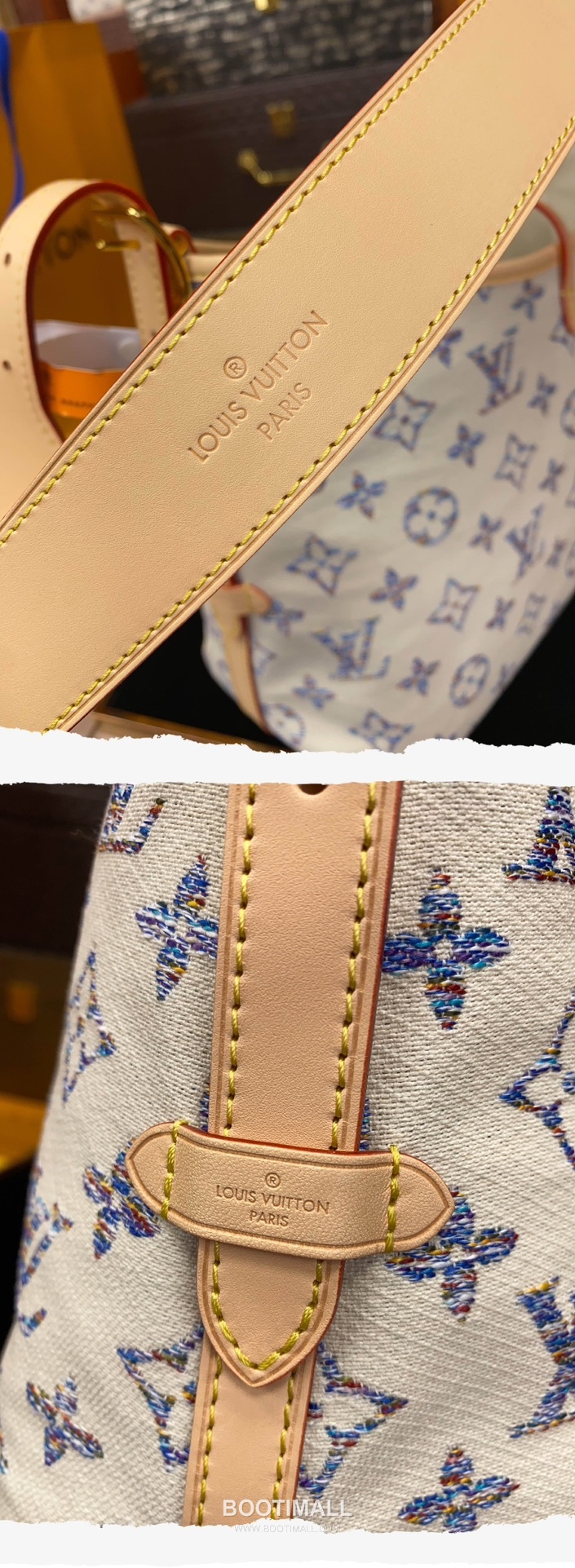Louis Vuitton CarryAll PM Monogram Jacquard Textile Leather Trim Tote Bag with Gradient Pattern Mirror Charm 루이비통 캐리올 PM 자카드 텍스타일 레더 트림 토트백 그라데이션 미러 참 M24707 29cm 15