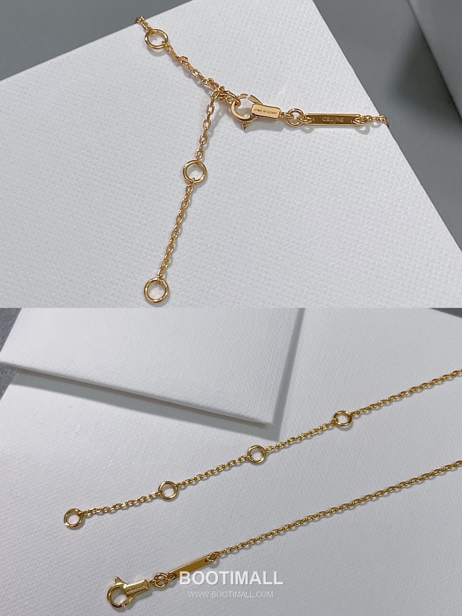 Celine Triomphe Brass Gold Plated Necklace with Double Layer Chain Logo Pendant 셀린느 트리옹프 황동 베이스 금도금 네클리스 더블 레이어 체인 로고 펜던트 15