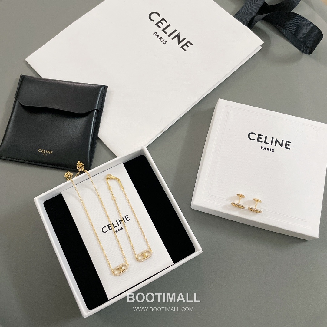 Celine Triomphe Brass Gold Plated Necklace with Crystal Logo Pendant 셀린느 트리옹프 황동 베이스 금도금 네클리스 크리스탈 로고 펜던트 7