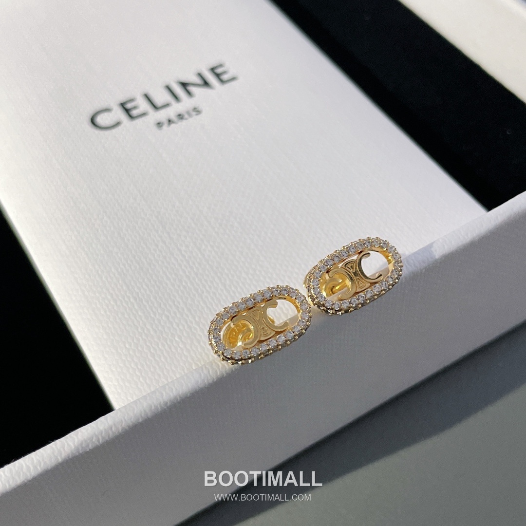 Celine Triomphe Brass Gold Plated Necklace with Crystal Logo Pendant 셀린느 트리옹프 황동 베이스 금도금 네클리스 크리스탈 로고 펜던트 11