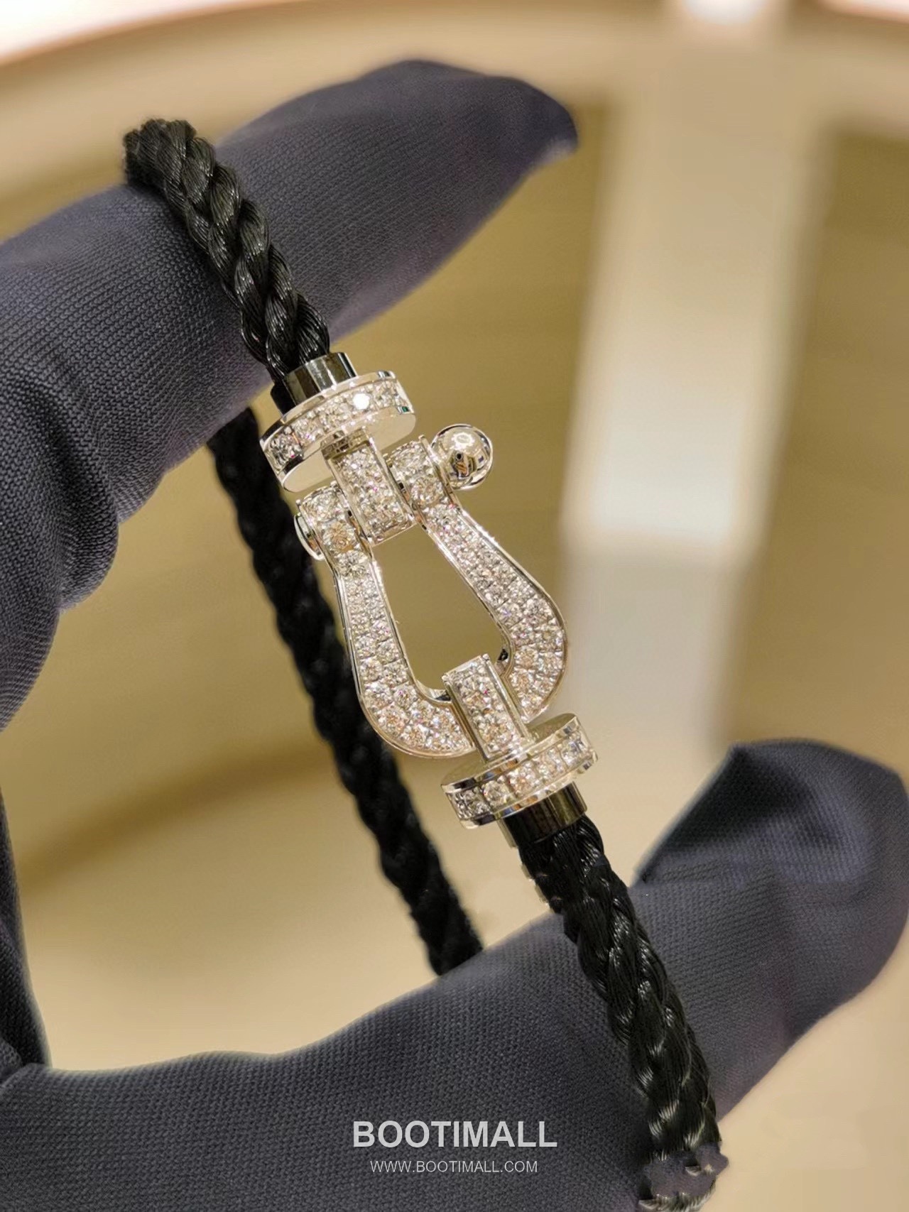 Fred Saddle Sterling Silver 925 Bracelet with Black Nylon Cord and Crystal Horseshoe 프레드 새들 스털링 실버 925 브레이슬릿 블랙 나일론 코드 크리스탈 말굽 모티프 15