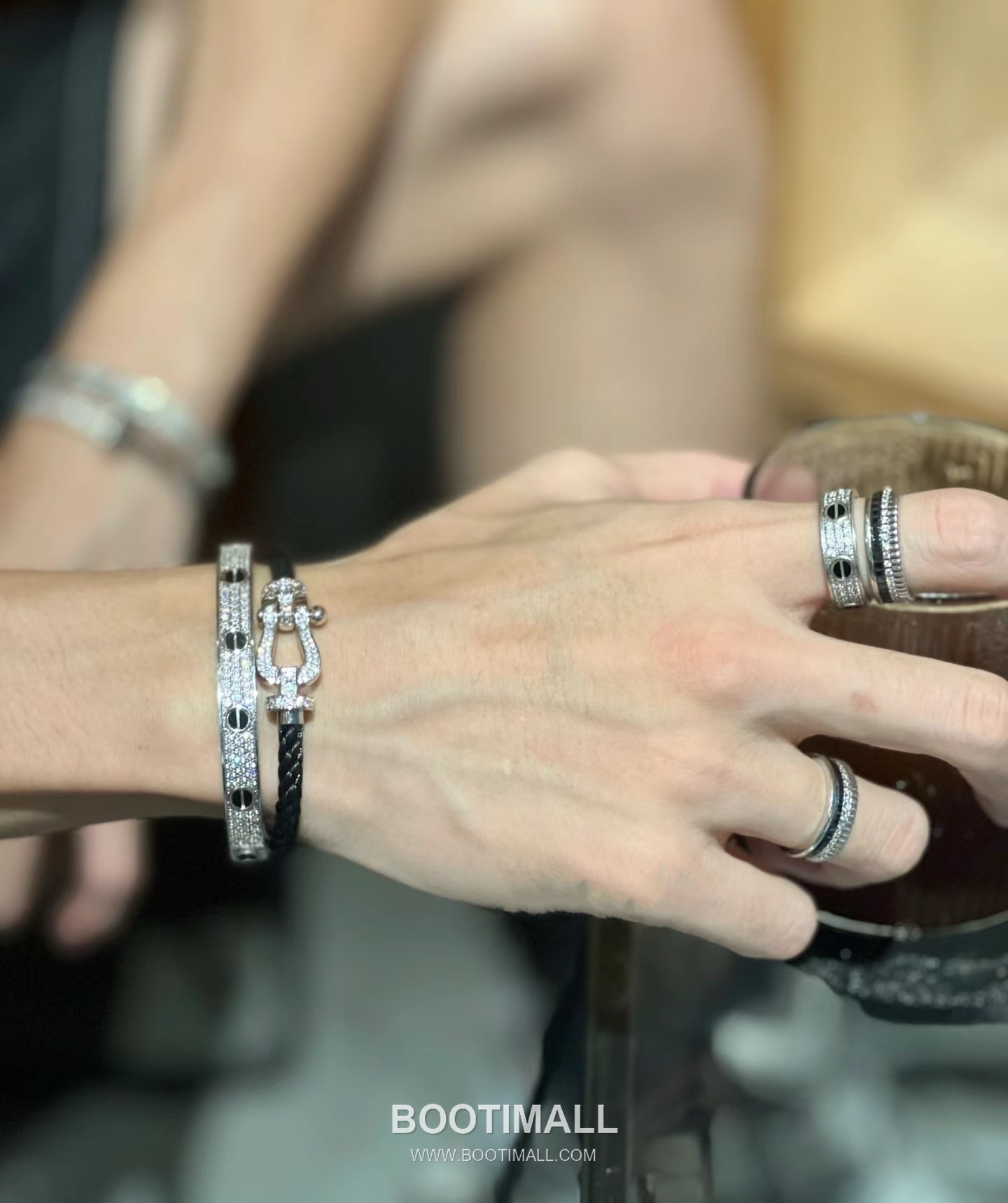 Fred Saddle Sterling Silver 925 Bracelet with Black Nylon Cord and Crystal Horseshoe 프레드 새들 스털링 실버 925 브레이슬릿 블랙 나일론 코드 크리스탈 말굽 모티프 23