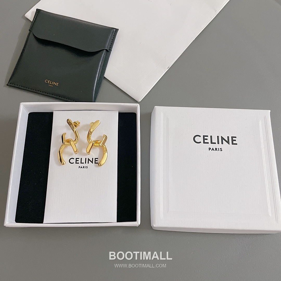Celine Brass Gold Plated Earring with Interlocking Logo Stud 셀린느 황동 베이스 금도금 이어링 인터락킹 로고 스터드 10