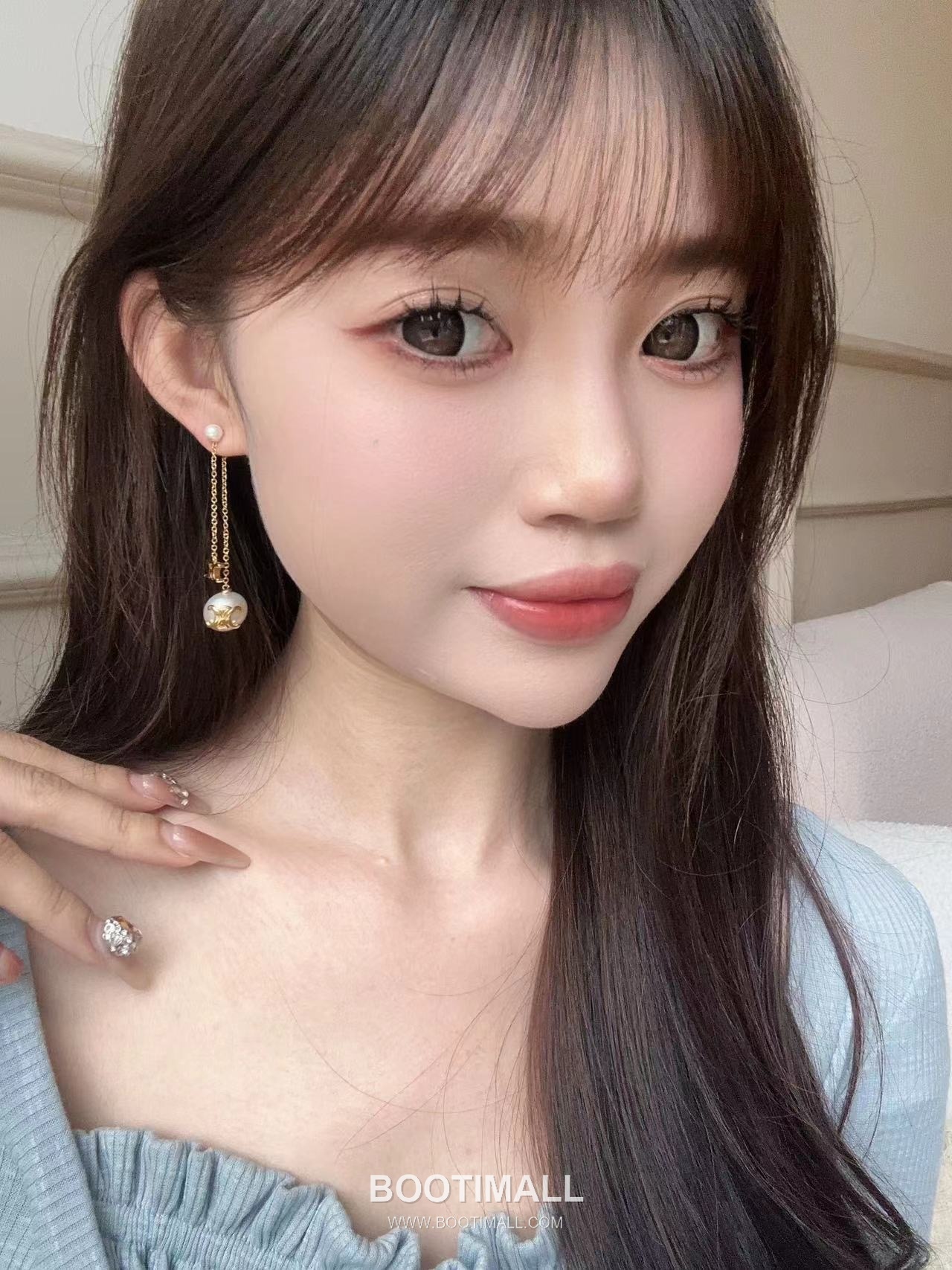 Celine Triomphe Brass Gold Plated Earring with Double Chain Logo Pendant Bead 셀린느 트리옹프 황동 베이스 금도금 이어링 더블 체인 로고 펜던트 비드 12