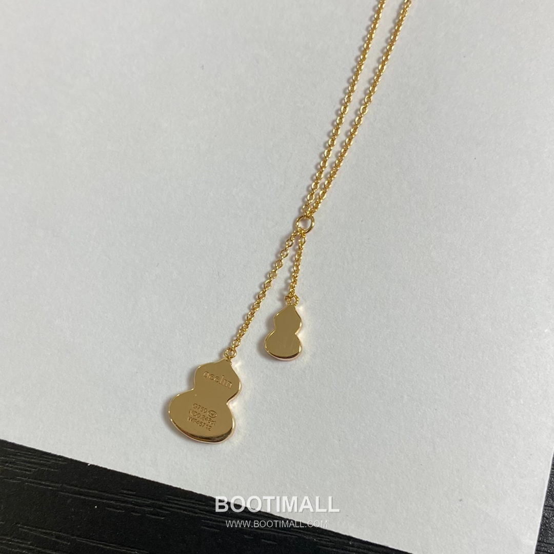 Qeelin Wulu Brass Gold Plated Necklace with Double Gourd Pendant Chalcedony Diamond 키린 울루 황동 베이스 금도금 네클리스 더블 호리병 펜던트 옥수 다이아 13