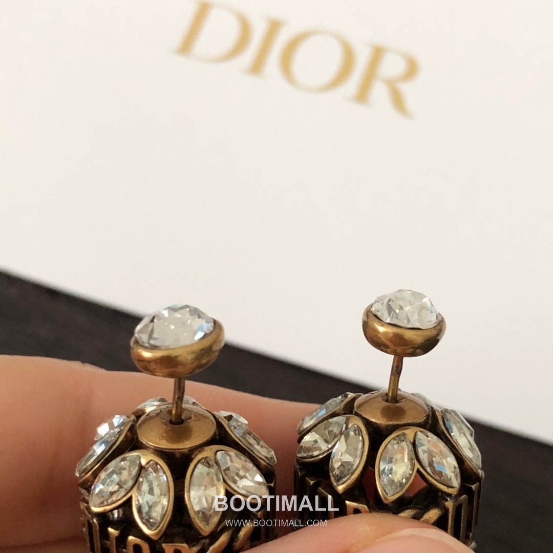 Dior Brass Gold Plated Earring with Triple Wheat Motif Crystal 디올 황동 베이스 금도금 이어링 트리플 밀 이삭 모티프 크리스탈 4