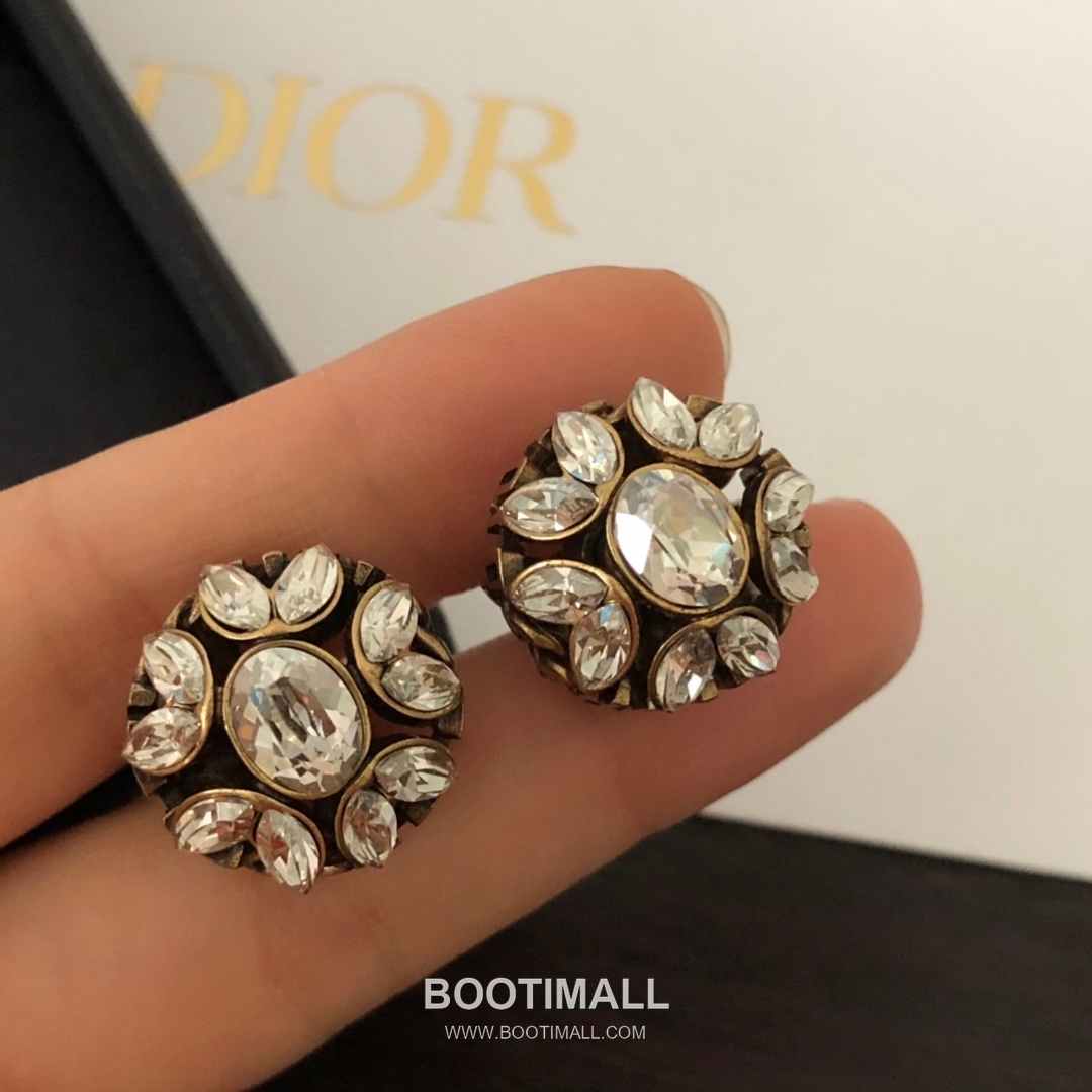 Dior Brass Gold Plated Earring with Triple Wheat Motif Crystal 디올 황동 베이스 금도금 이어링 트리플 밀 이삭 모티프 크리스탈 6