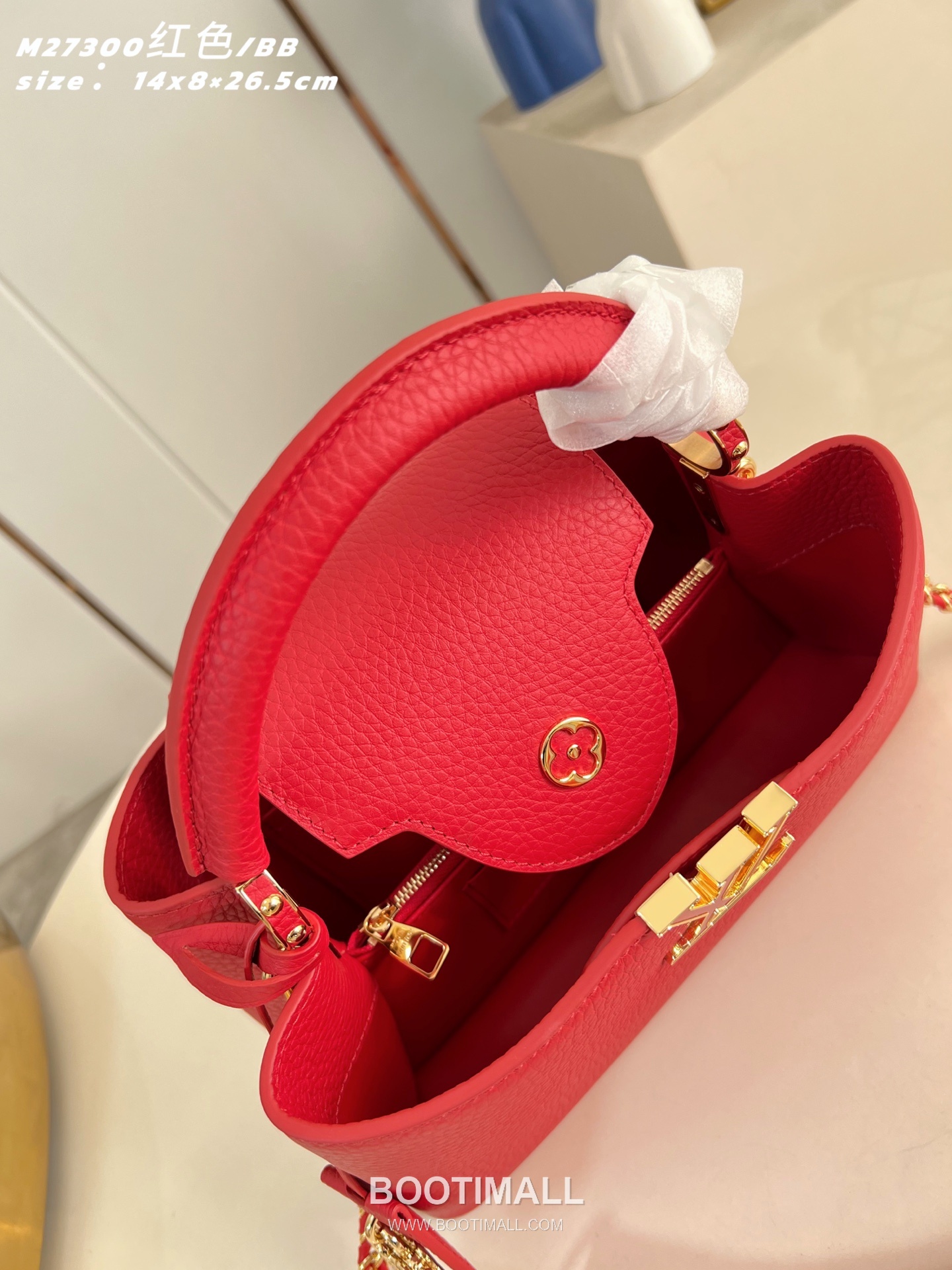 Louis Vuitton Capucines East-West BB Taurillon Leather Top Handle Bag with Strap Logo Detail 루이비통 카퓌신 이스트웨스트 BB 타우릴론 레더 탑핸들백 M27300 26.5cm 8