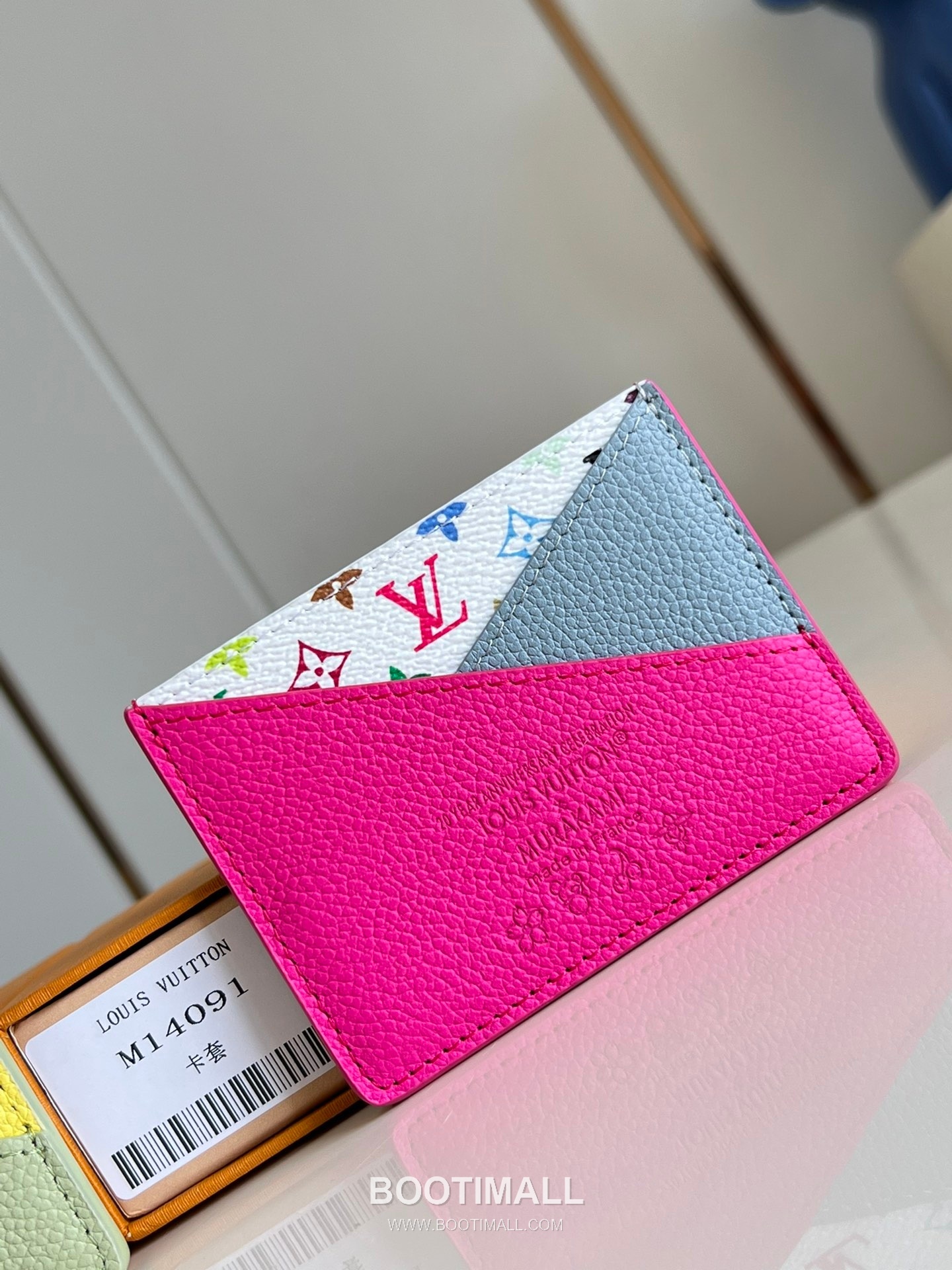 Louis Vuitton x Takashi Murakami Criss-Cross Calfskin Leather Card Holder with Monogram Canvas Detail 루이비통 x 무라카미 다카시 크리스크로스 카프스킨 레더 카드홀더 M14091 10cm 1
