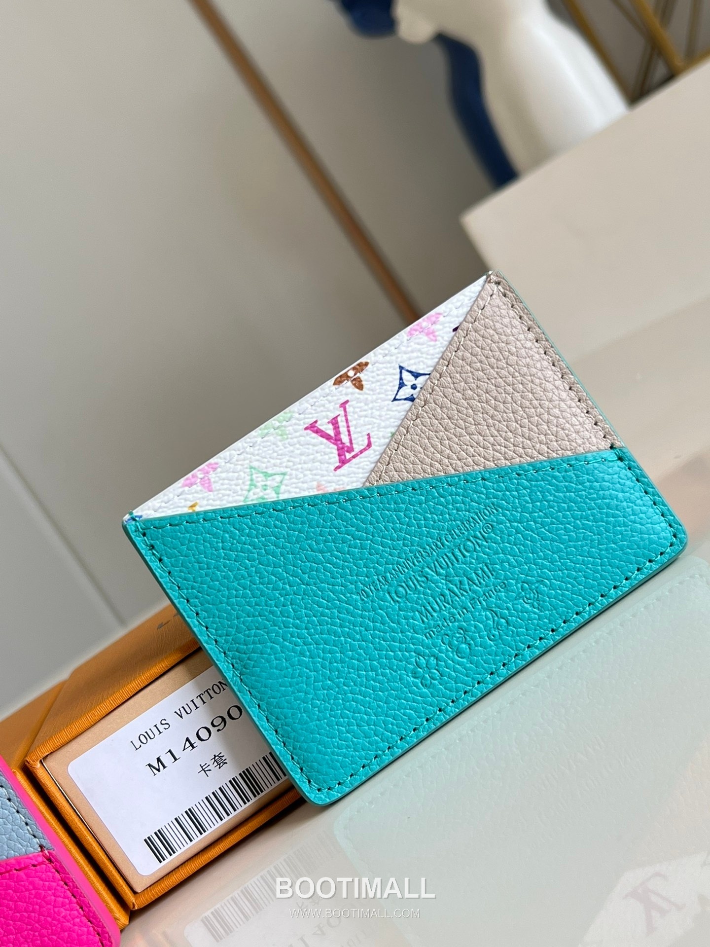 Louis Vuitton x Takashi Murakami Criss-Cross Calfskin Leather Card Holder with Monogram Canvas Detail 루이비통 x 무라카미 다카시 크리스크로스 카프스킨 레더 카드홀더 M14090 10cm 1
