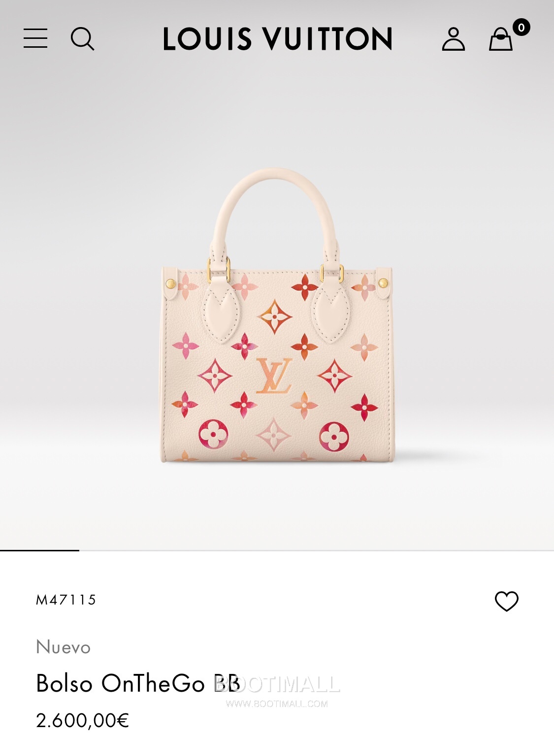 Louis Vuitton OnTheGo BB Calfskin Leather Tote Bag with Strap Monogram Watercolor Detail 루이비통 온더고 BB 카프스킨 레더 토트백 M47115 18cm 1