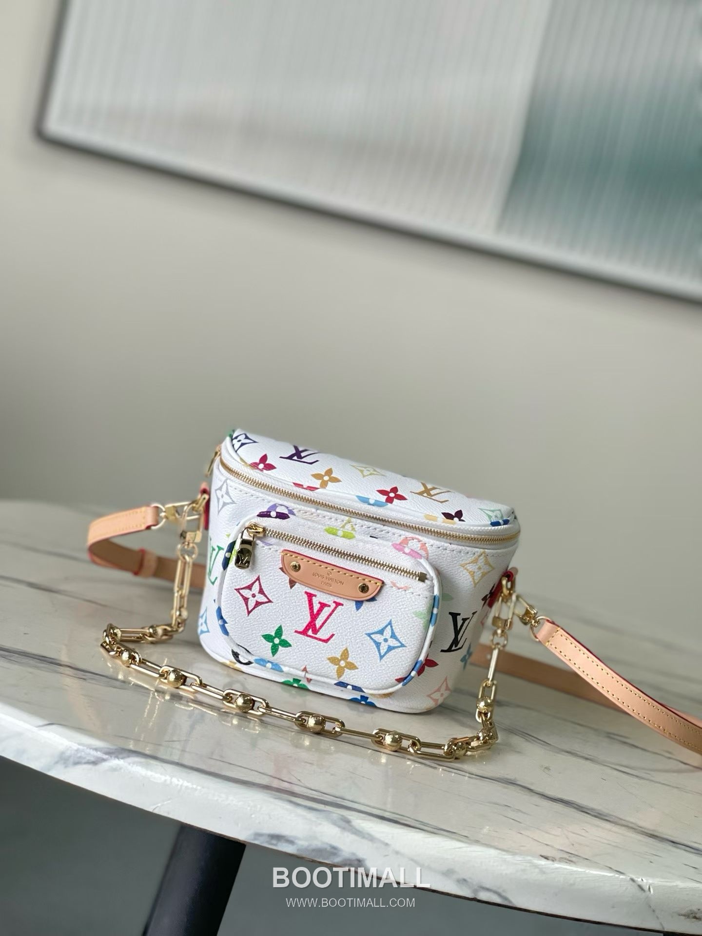 Louis Vuitton Mini Bumbag Monogram Empreinte Calfskin Leather Belt Bag with Chain Strap Detail 루이비통 미니 범백 모노그램 앙프렝뜨 카프스킨 레더 벨트백 M28326 17cm 1