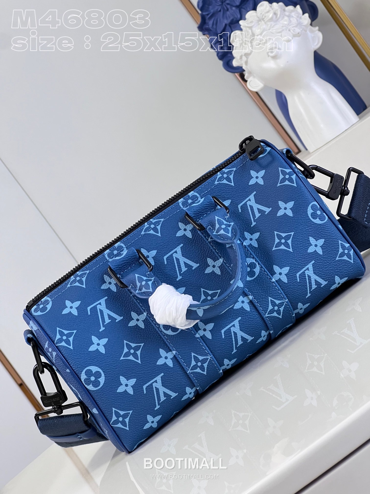 Louis Vuitton Keepall Bandoulière 25 Bag Coated Canvas Leather Trim Duffle Shoulder Bag with Strap 루이비통 키폴 반둘리에 25 코팅 캔버스 레더 트리밍 더플 숄더백 스트랩 M46803 25cm 6