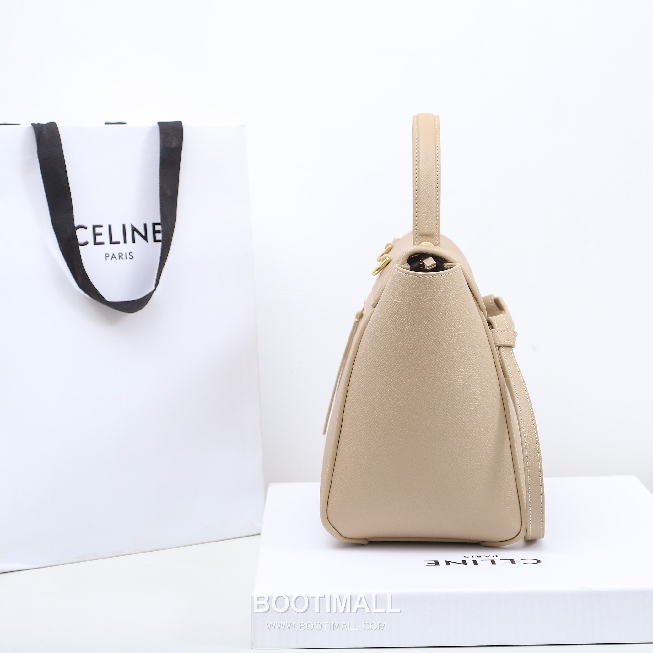 Celine Calfskin Leather Bucket Shoulder Bag with Flap Zip Strap Detail 셀린느 카프스킨 레더 버킷 숄더백 175520 24cm 3