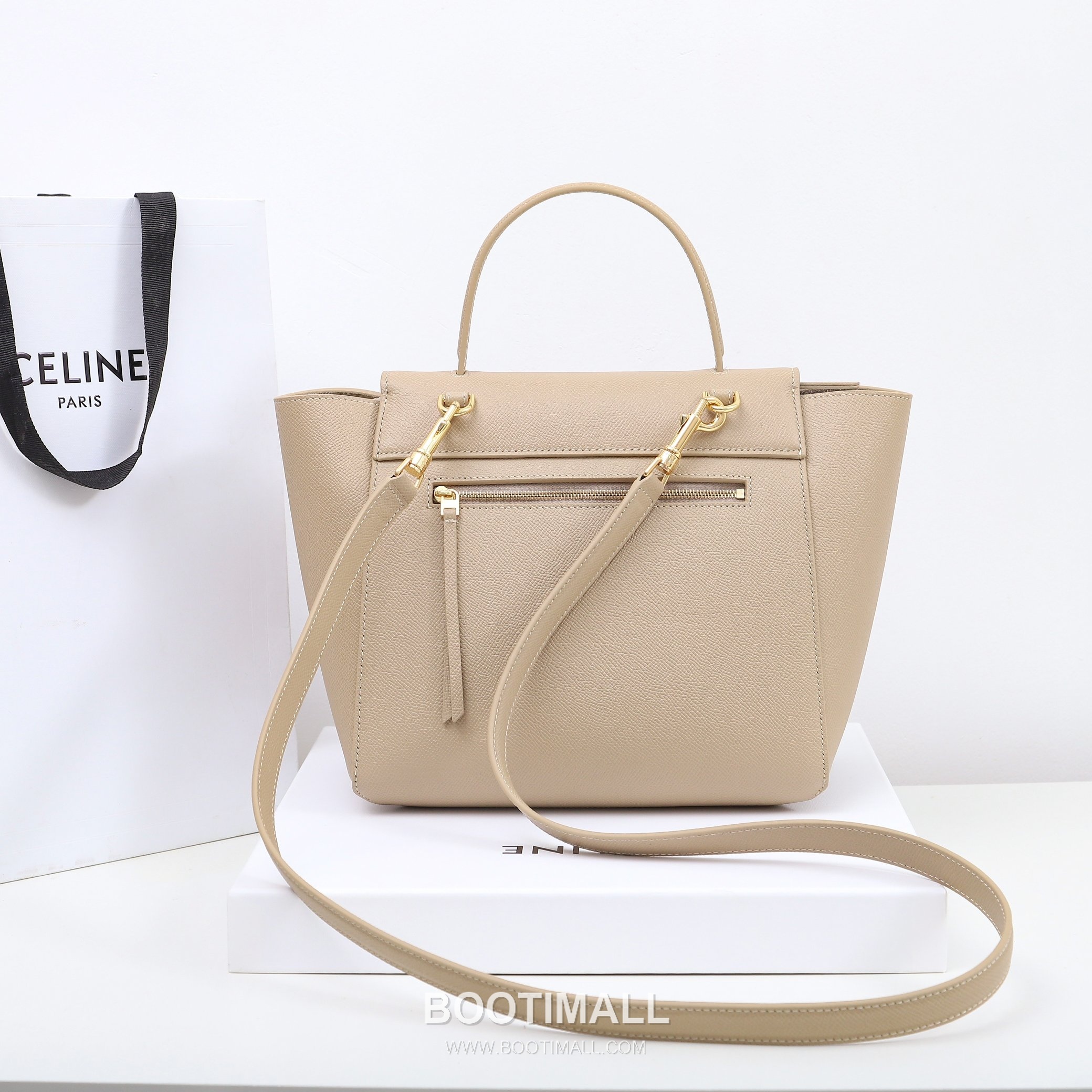 Celine Calfskin Leather Bucket Shoulder Bag with Flap Zip Strap Detail 셀린느 카프스킨 레더 버킷 숄더백 175520 24cm 4