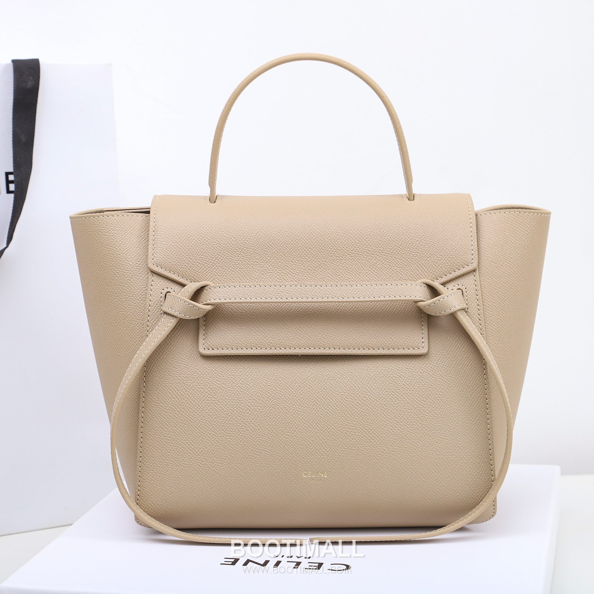 Celine Calfskin Leather Bucket Shoulder Bag with Flap Zip Strap Detail 셀린느 카프스킨 레더 버킷 숄더백 175520 24cm 5