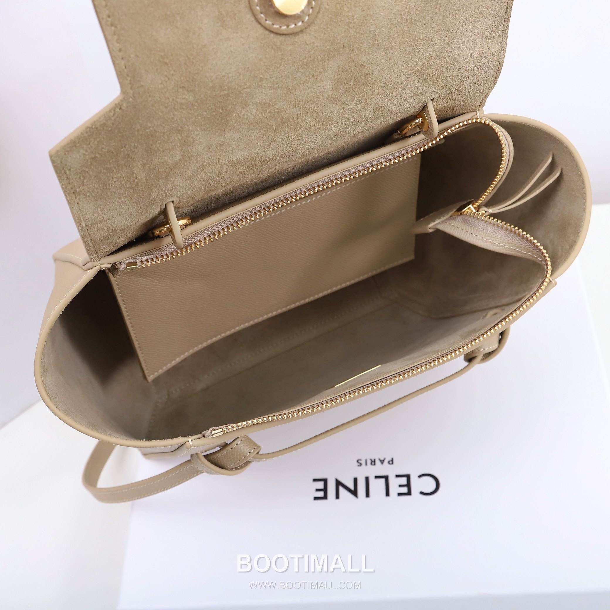 Celine Calfskin Leather Bucket Shoulder Bag with Flap Zip Strap Detail 셀린느 카프스킨 레더 버킷 숄더백 175520 24cm 9